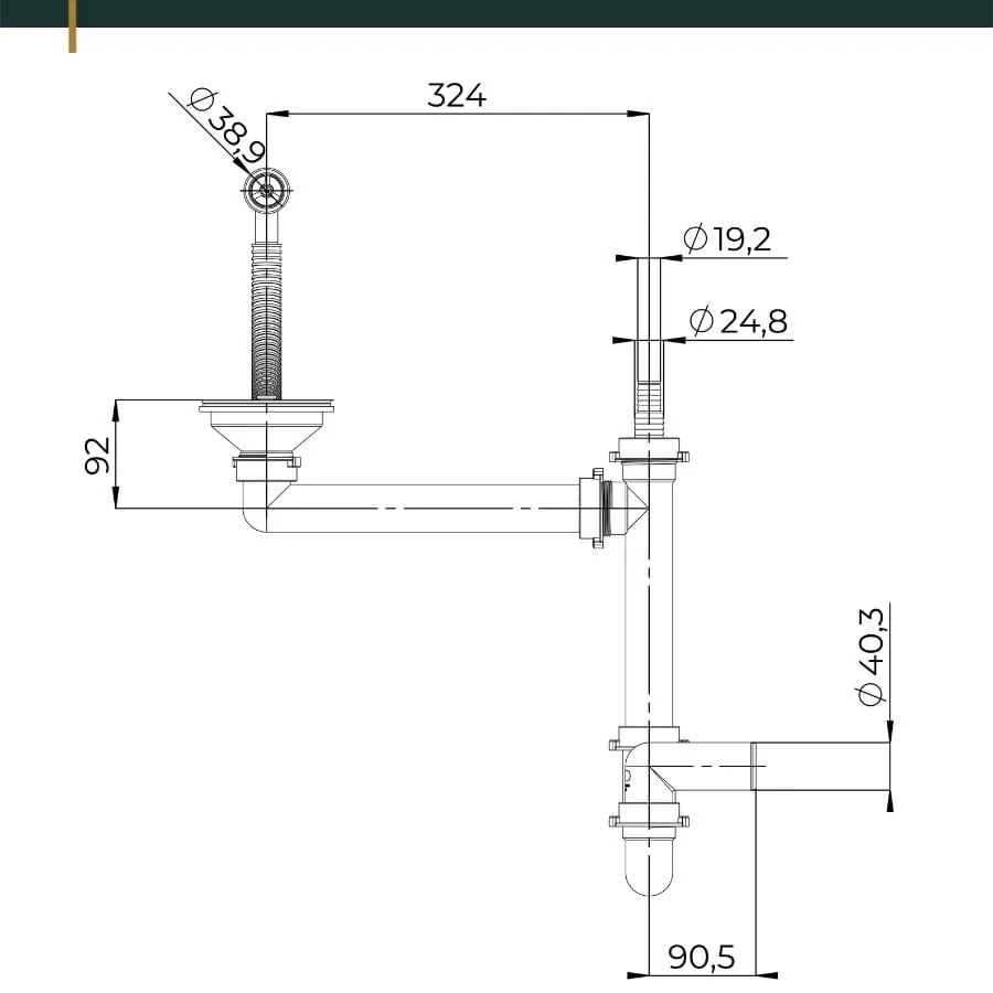 Mosogató Quality Ferrum 40, konyhai gránit mosogató 400x500x195 mm + szifon, fehér, SKQ-FER.W.1K40.X