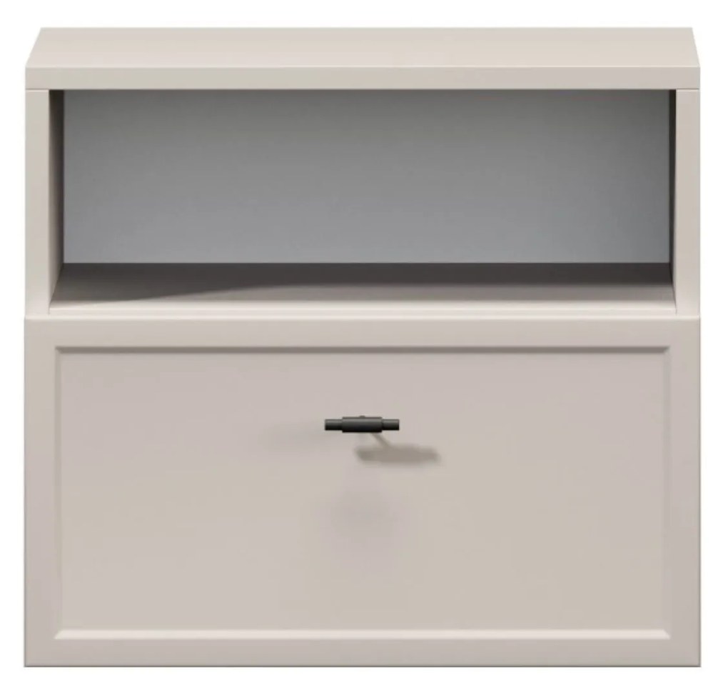 Lorini fali éjjeliszekrény 45 cm - kasmír / fekete T-bar fogantyú