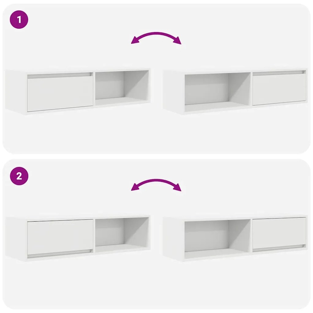 2 db fehér szerelt fa TV-szekrény 100x31x25,5 cm