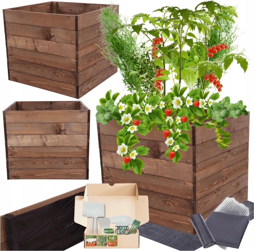 Ágyás magasított zöldséges láda virágtartó impregnáló 54x60x60