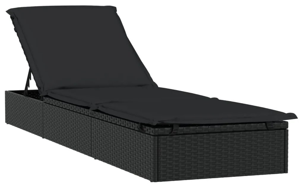 2 db fekete polyrattan napágy asztallal