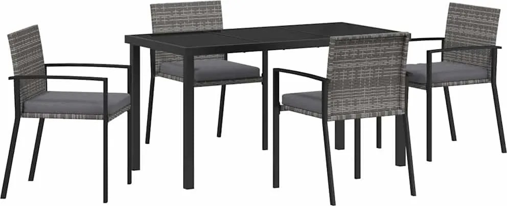 vidaXL Kert étkező szett 5 pcs Szürke Porszórt acél