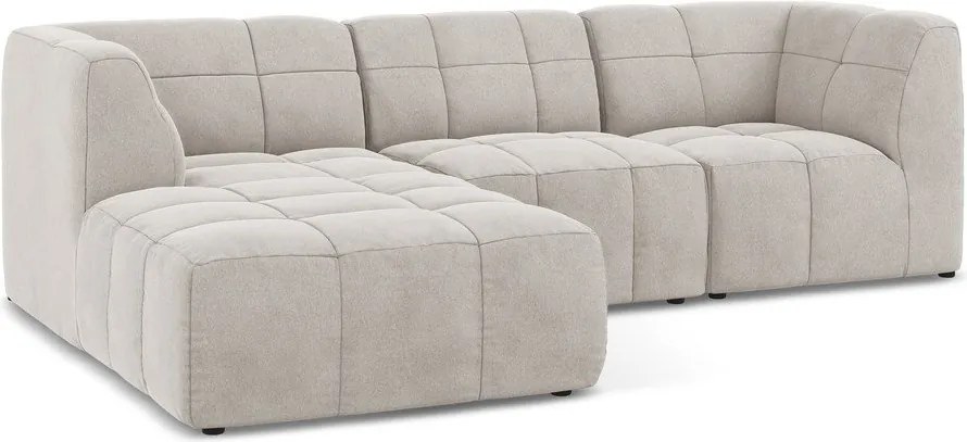 Bézs bársony sarokkanapé (bal oldali-heverő résszel) Aloha – Makamii