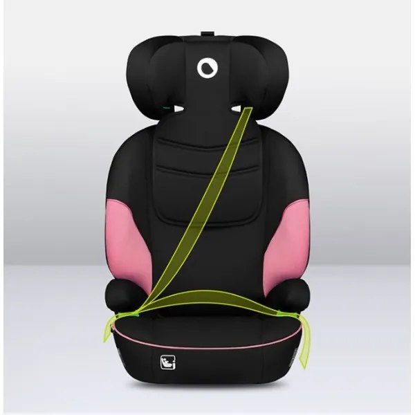 Lionelo - Autósülés LARS i-Méret 100-150 cm fekete/rózsaszín