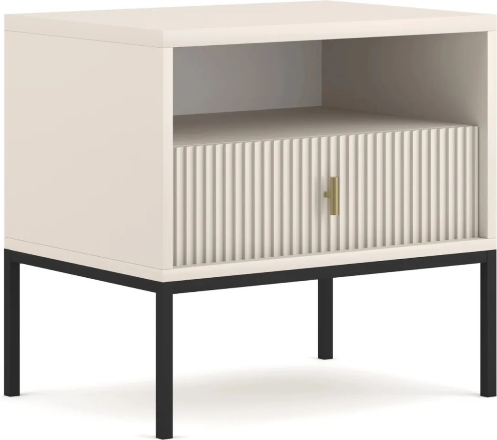 Éjjeliszekrény bordázott kivitelben, kasmír színben MARCOS