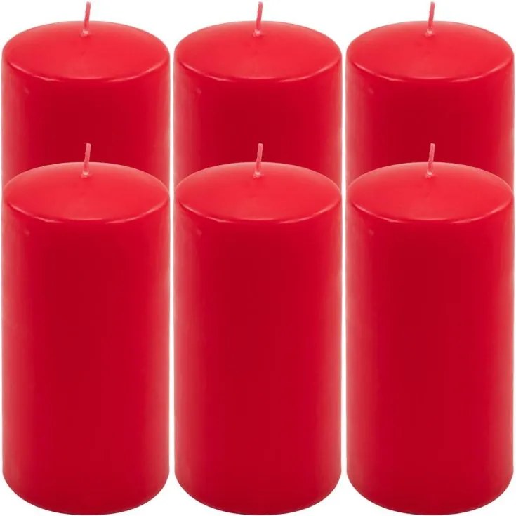 Gyertya készlet 15 cm Ø 7,5 cm 6 db piros