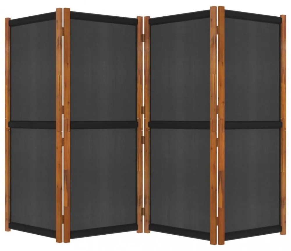 fekete 4 paneles térelválasztó 280x180 cm