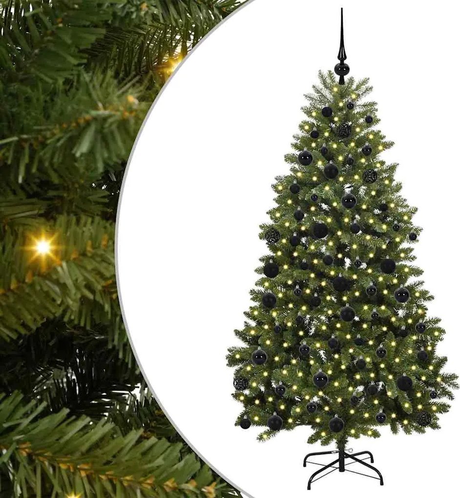 vidaXL Mű karácsonyfa 300 LED-del Zöld 180 cm PVC és fém