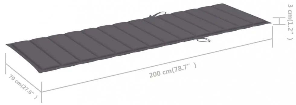 antracitszürke oxford szövet napozóágy párna 200 x 70 x 3 cm