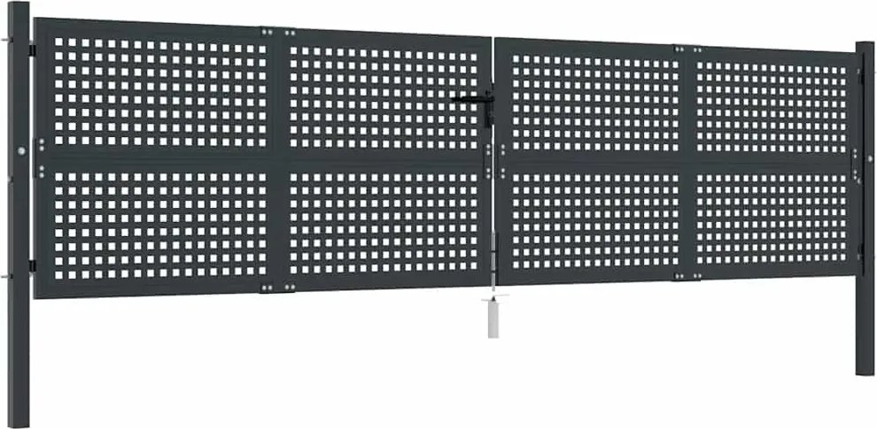 vidaXL antracit színű acél kerti kapu 400 x 125 cm