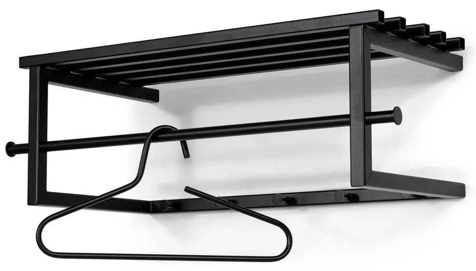 Fekete fém fali fogas polccal 76 cm Marco – Spinder Design