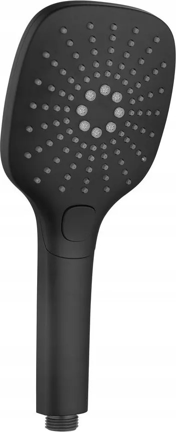 Zuhanyfej masszázzsal és gombával, 3 funkció, 109x109mm, ABS/fekete matt