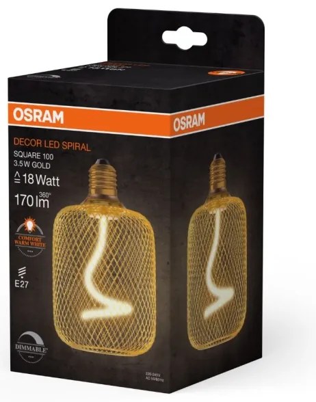LED Dimmelhető izzó DECOR FILAMENT E27/3,5W/230V 1800K arany - Osram