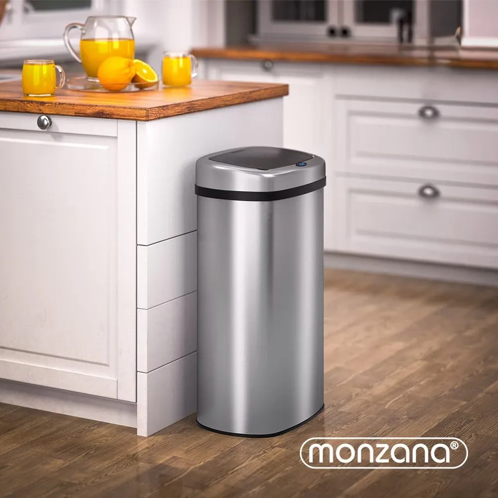 Deuba Érintésmentes, szögletes szemetes USB-vel 58 l - ezüst