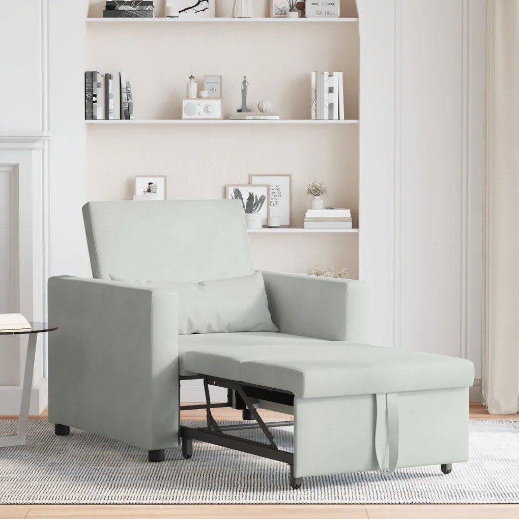 Egyszemélyes kanapéágy Világosszürke 90 x 165 x 87 cm Bársony