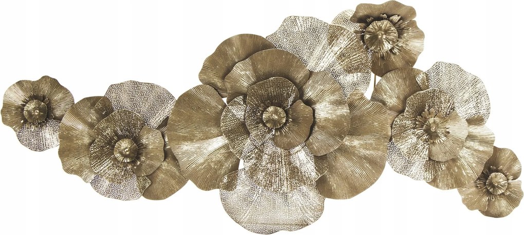 Fém Fali Dekoráció, Virágok Arany Nagy Falra