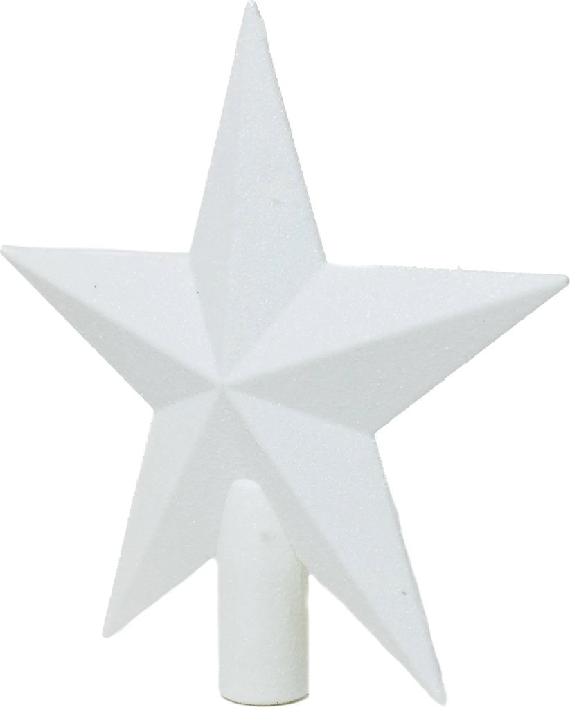 Fehér glitteres csúcsdísz csillag 19 cm