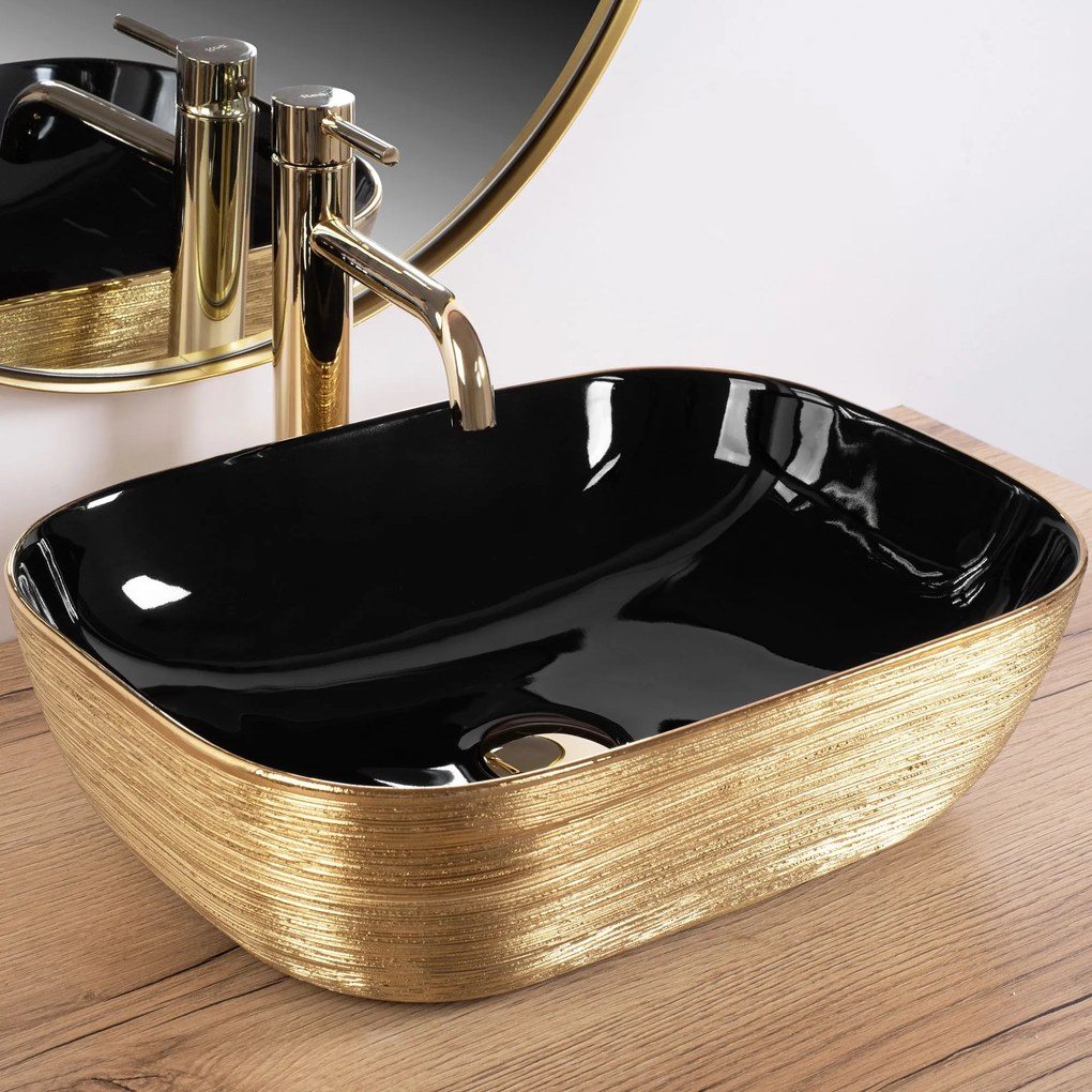 Pultos mosdókagyló Rea Belinda BLACK GOLD BRUSH