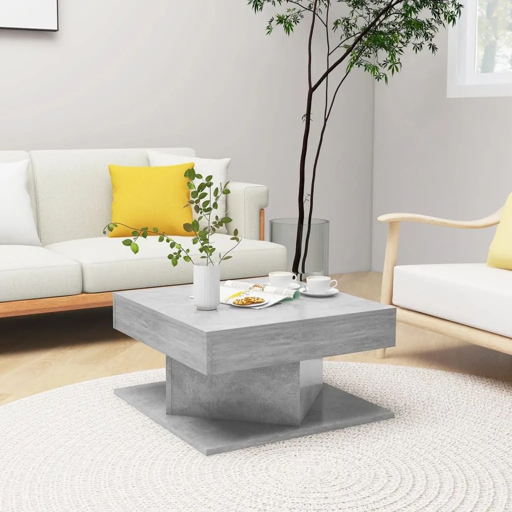 Betonszürke szerelt fa dohányzóasztal 57 x 57 x 30 cm