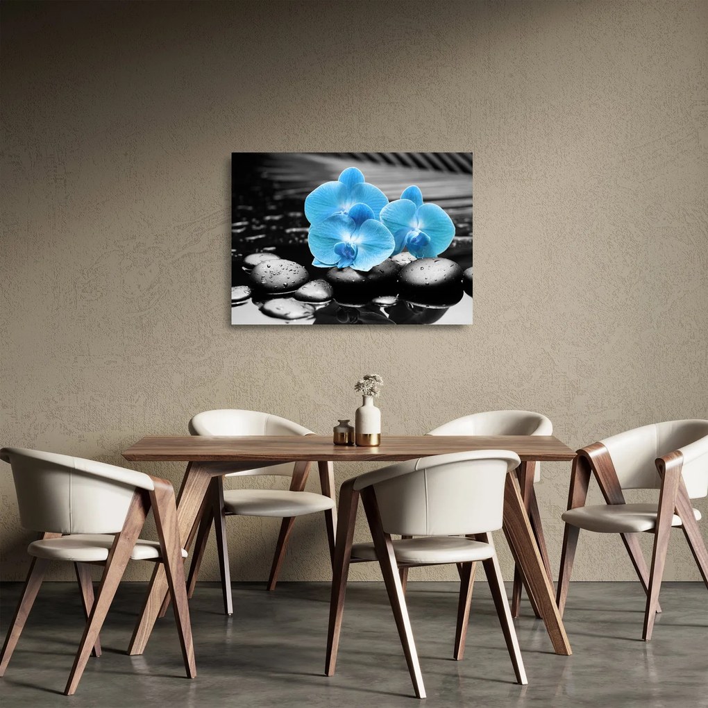 Üveg kép - Kék orchidea (70x50 cm)