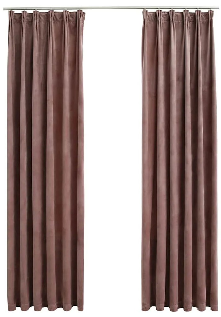 2 db antik rózsaszín sötétítőfüggöny kampókkal 140 x 175 cm