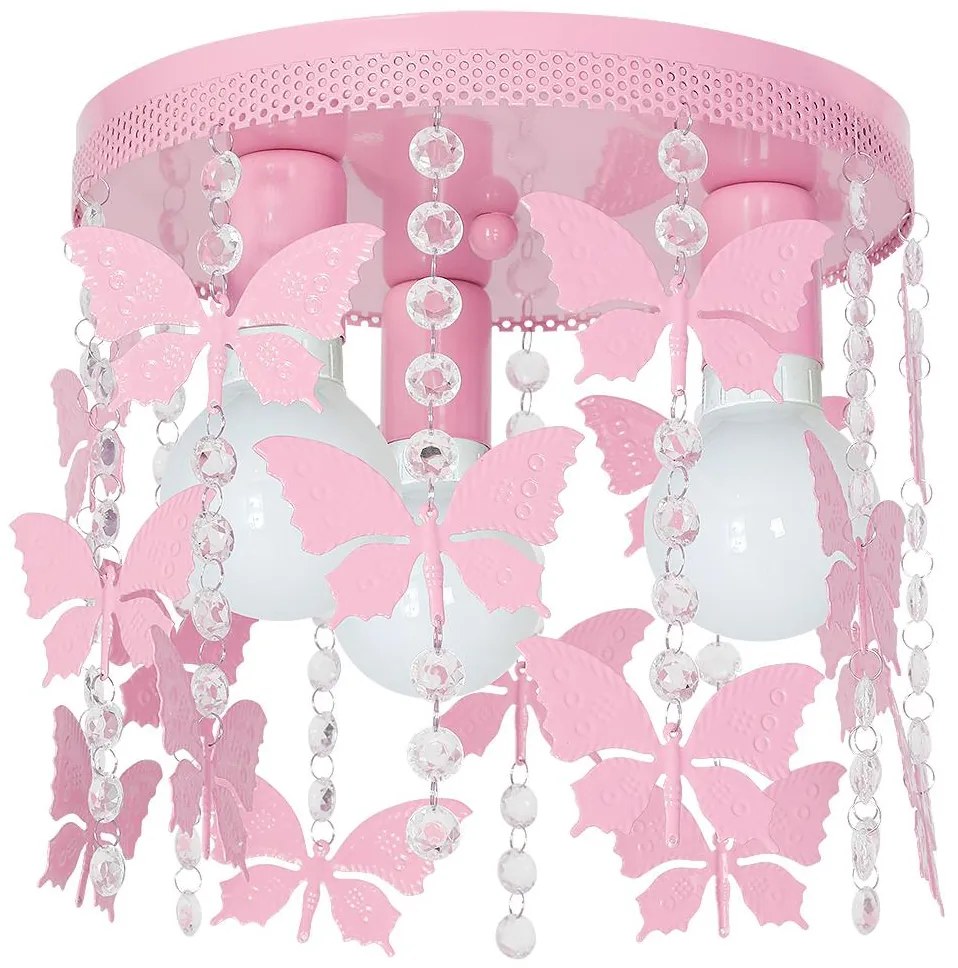 Milagro Gyerek mennyezeti lámpa ELZA butterflies 3xE27/60W/230V rózsaszín MLP1165