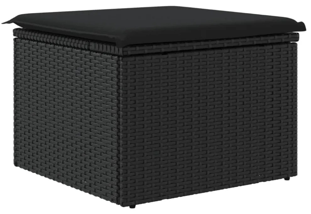 fekete polyrattan kerti szék párnával 55 x 55 x 37 cm