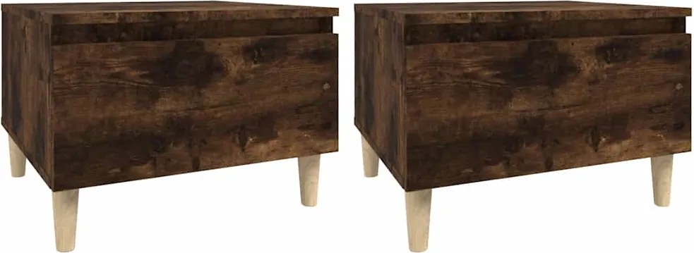 vidaXL 2 db füstös tölgy színű szerelt fa kisasztal 50 x 46 x 35 cm