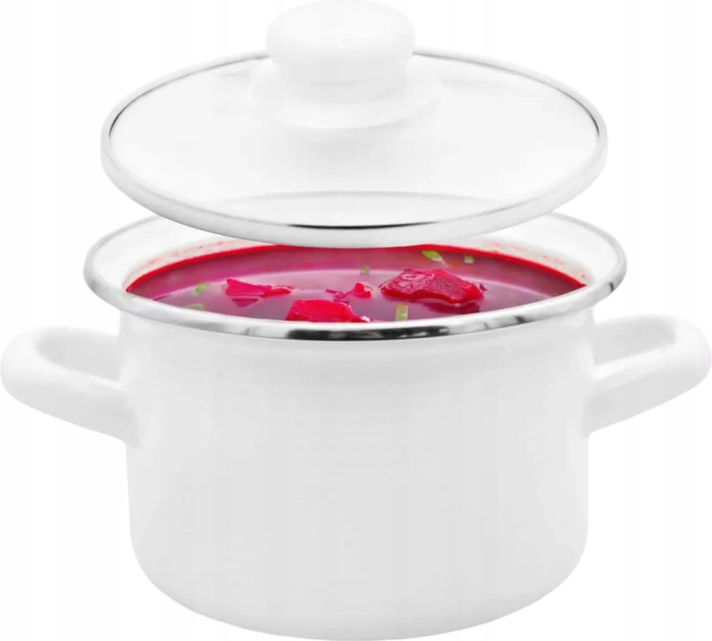 Zománcozott Edény Fedővel 5 L Hagyományos 22 CM Indukciós Gáz