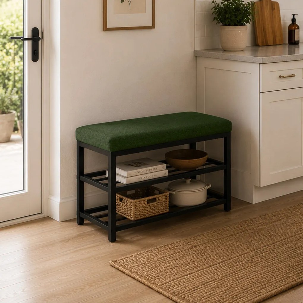 Lotus fém cipőtároló pad, zöld, 30 cm