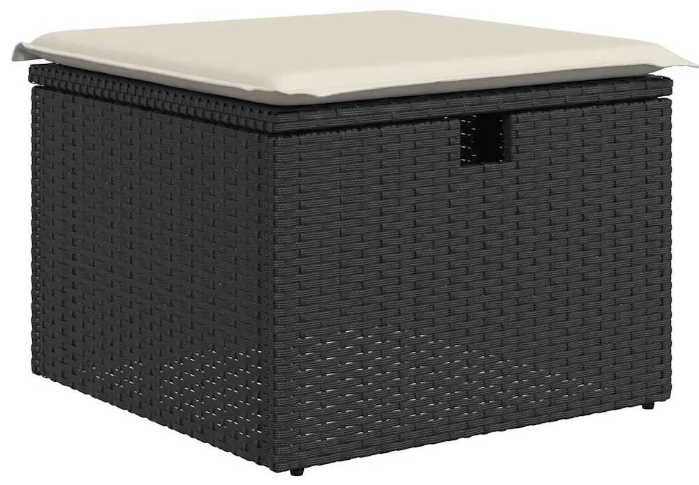vidaXL 9 részes fekete polyrattan akácfa kerti ülőgarnitúra párnákkal