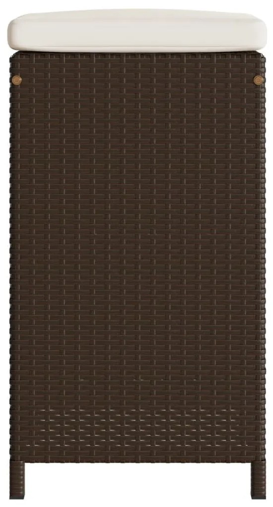 2 db barna polyrattan kerti bárszék párnával