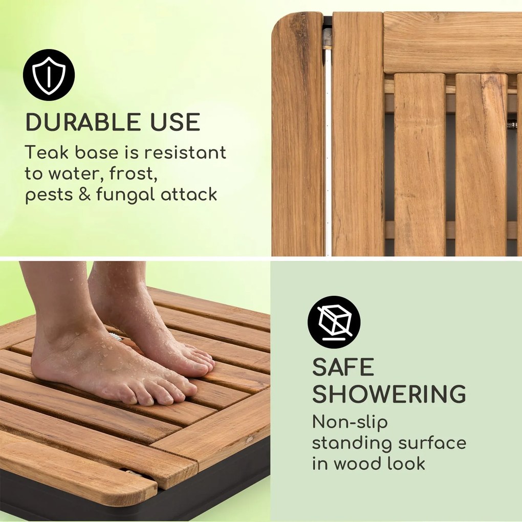 Sumatra Teak Square, kerti zuhanyzó, alumínium, teakfa, fogantyú