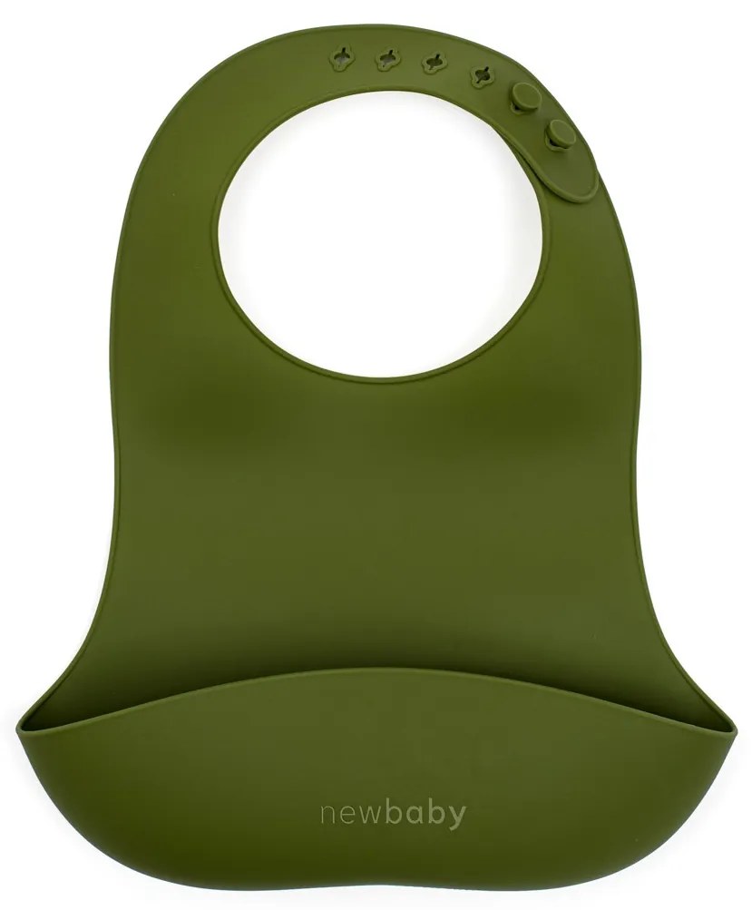 New Baby szilikon előke olívazöld színben