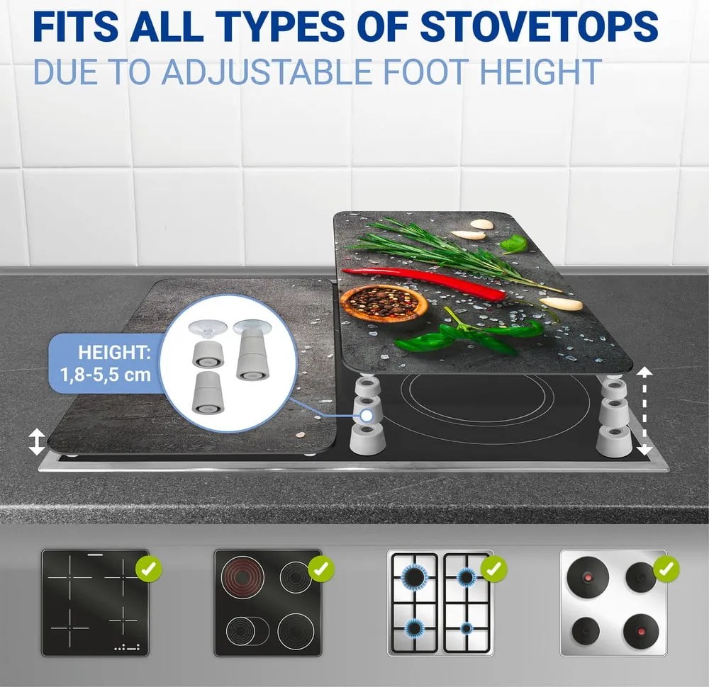 Edzett üveg tűzhely fedőlap szett 2 db-os 52x30 cm Rosemary – Maximex