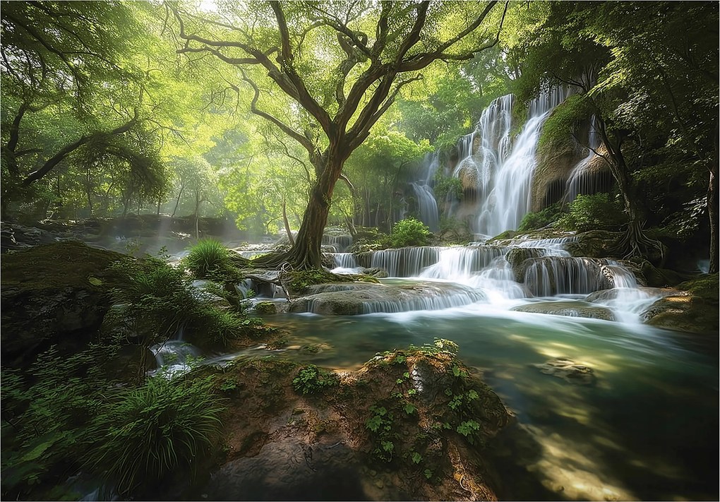 Fotótapéta Vízesés Erdő Természet Hálószoba Nappali Tapéta Flizelina 350x250