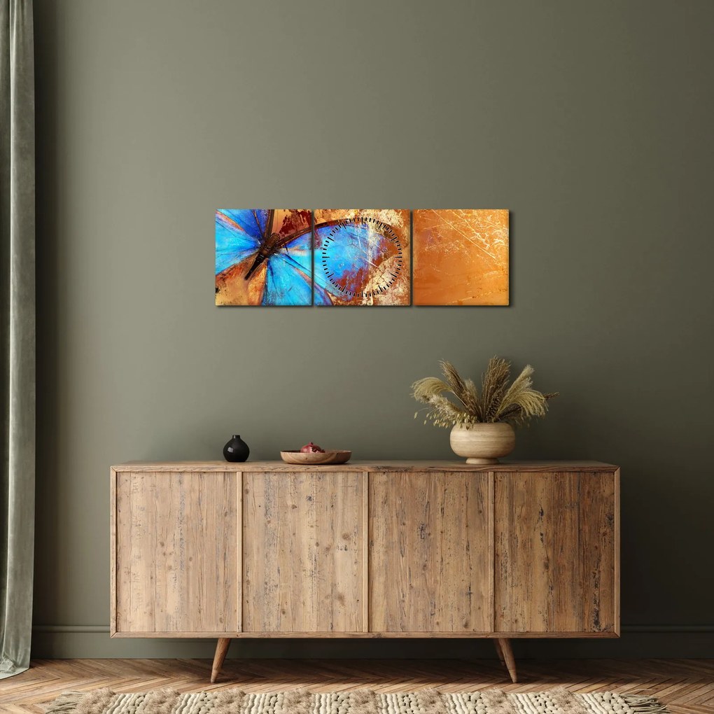 Kép - Kék pillangó (órával) (90x30 cm)