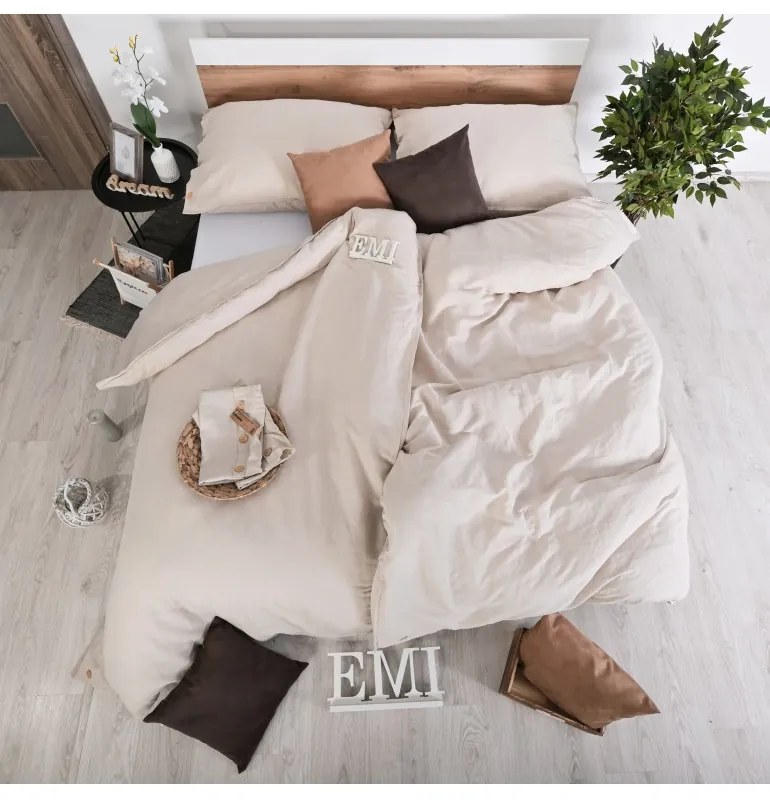 EMI Natúr barna lenvászon ágyneműhuzat, A standard egyszemélyes ágy szett tartalma: 1x 140x200 + 1x 70x90