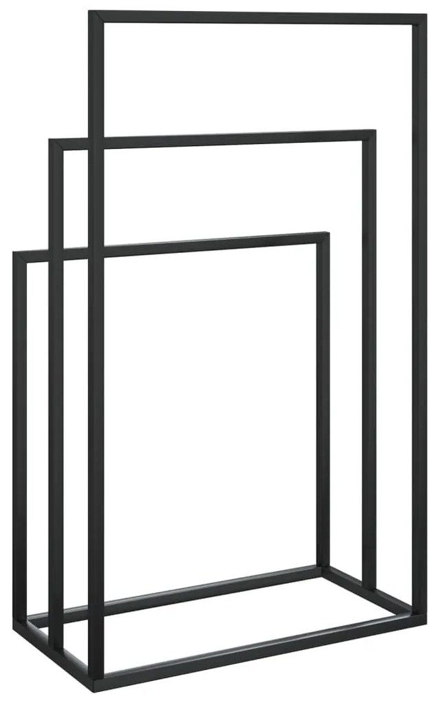 Fekete vas szabadon álló törölközőtartó 48 x 24 x 79 cm