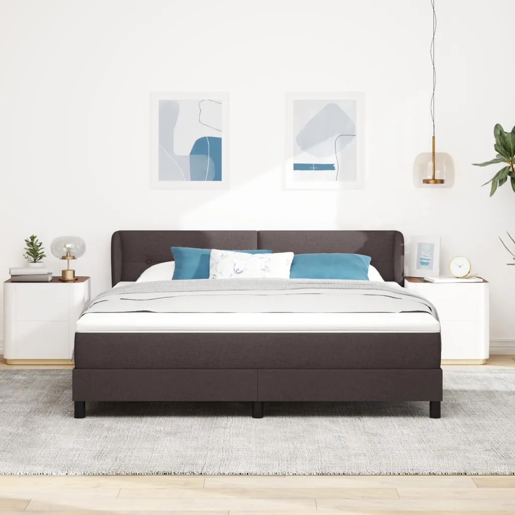Boxspring Ágy Matrac 180x200 cm Sötétbarna Szövet