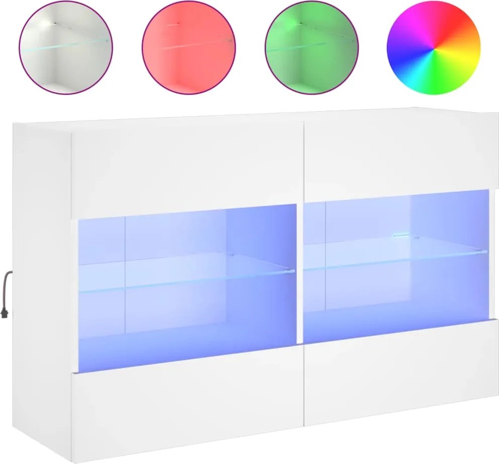 vidaXL fehér fali TV-szekrény LED-világítással 98,5x30x60,5 cm
