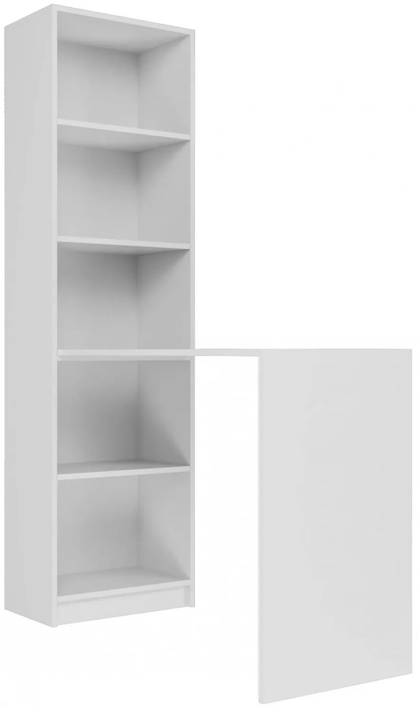 Drohmo R50 könyvespolc és íróasztal kombinációja, 50x181x125 cm, fehér