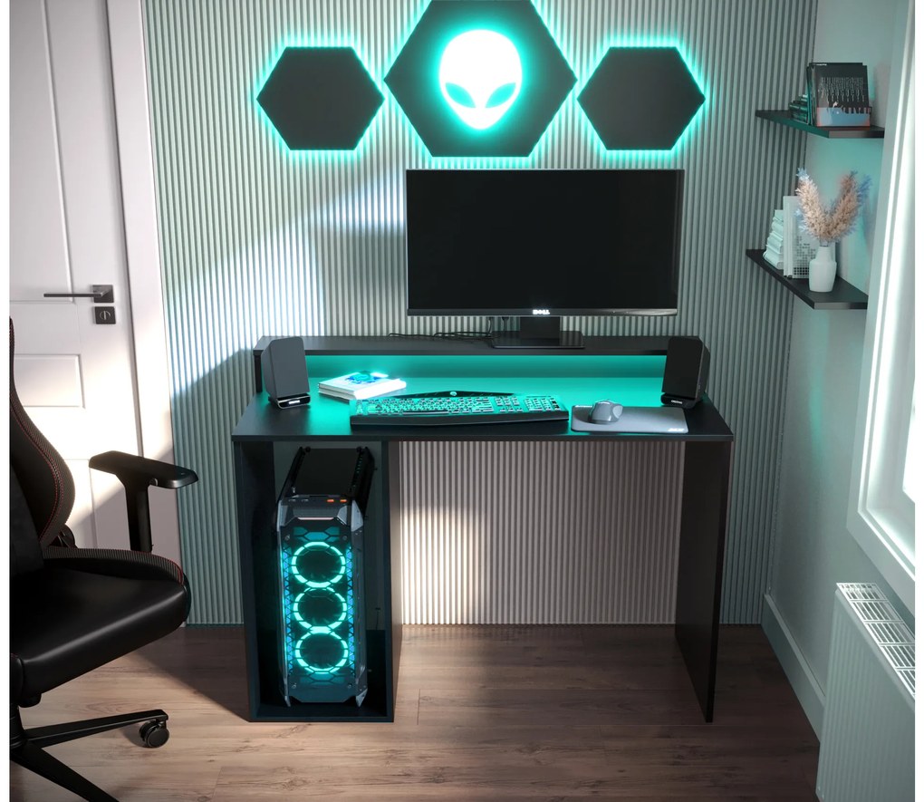 Sarok Gamer PC asztal Garrick 2 (fekete) (LED RGB világítással). Akció -6%. 1064135