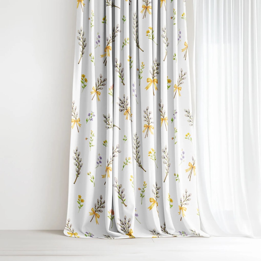 Goldea húsvéti dekor függöny - barka mintás 280x150 cm