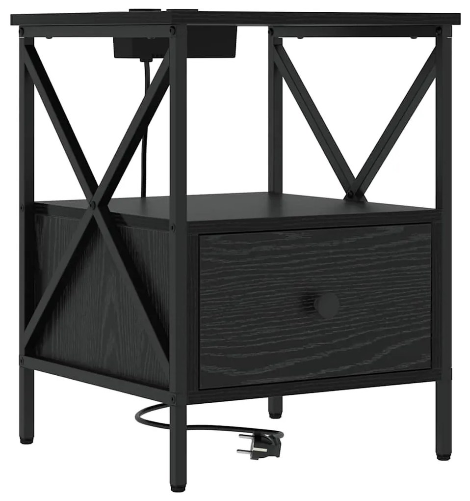 vidaXL Éjjeliszekrény 2 pcs Fekete tölgy 41,5 x 40,5 x 55 cm Faanyag