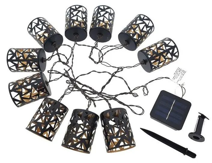 LED Napelemes lánc 10xE12/3,65m IP44 meleg fehér