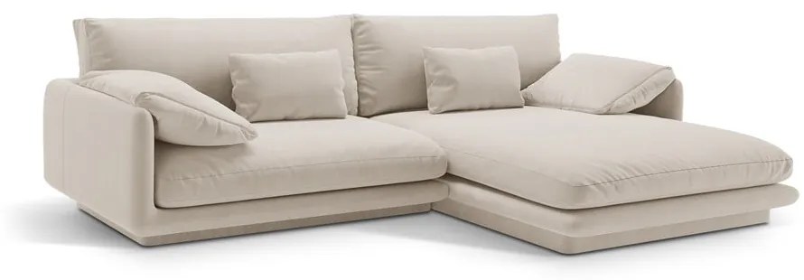 Fehér bársony sarokkanapé (jobb oldali-heverő résszel) Torino – Micadoni