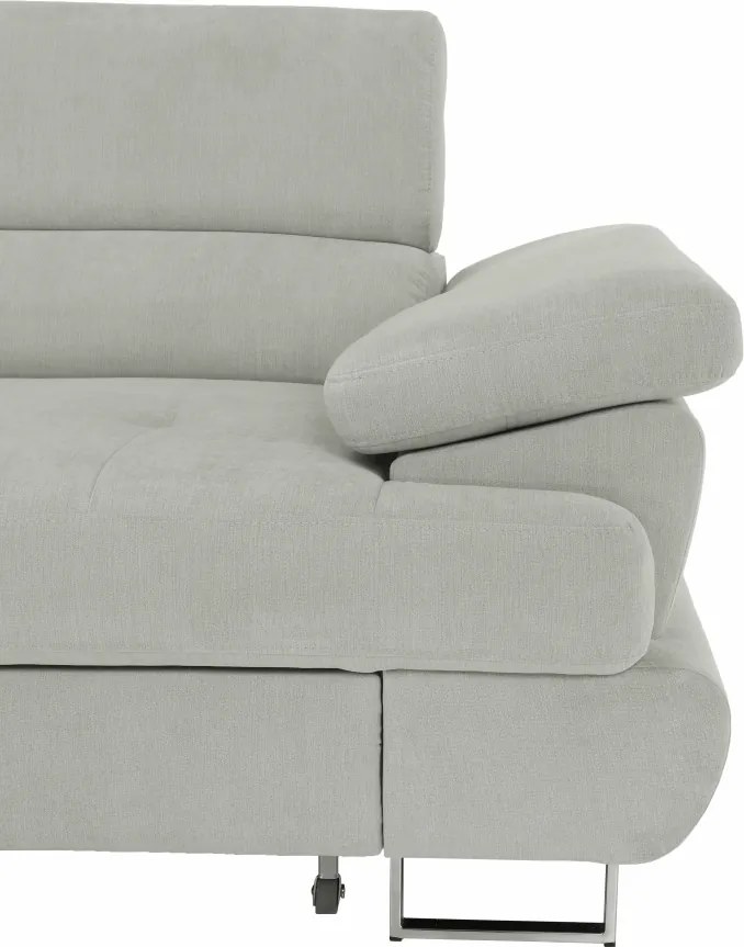 Ülőgarnitúra tárolóhellyel, világosszürke, szövet, balos, BUTON R