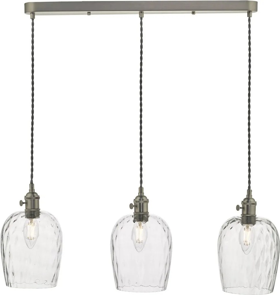 DAR LIGHTING HAD3661-03 HADANO Többágú Függesztett Lámpa Ősi Króm, Átlátszó E14 IP20