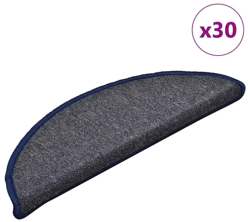 30 db sötétszürke és kék félkör alakú lépcsőszőnyeg 56 x 17 x 3 cm
